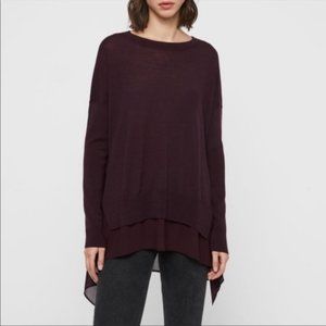 ALL SAINTS Libby Crew Neck Sweater Purple Wool